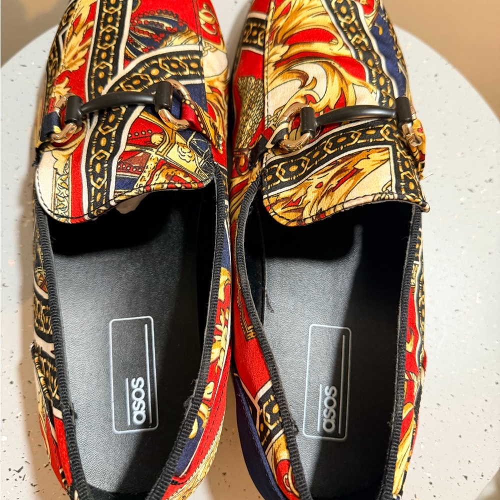 ASOS Red and Blue Patterned Loafers - Picture 3 of 4